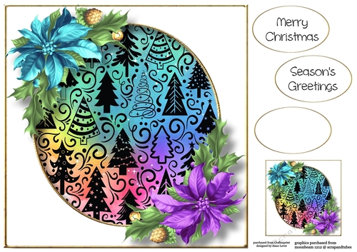 Colourful Christmas Silhouette 5 8x8