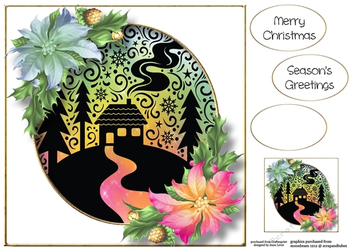 Colourful Christmas Silhouette 4 8x8