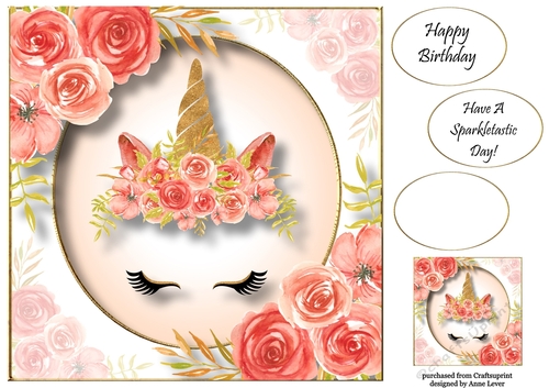 Floral Unicorn Crown 4 8x8