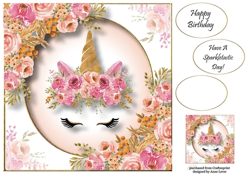 Floral Unicorn Crown 2 8x8