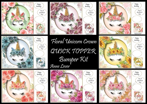 Floral Unicorn Crown QUICK TOPPER Bumper Kit