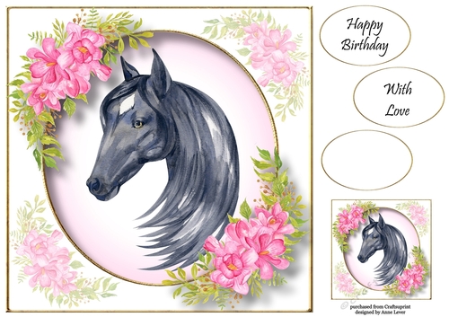 Beautiful Watercolour Horse 2 8x8