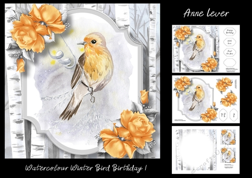 Watercolour Winter Bird Birthday 1