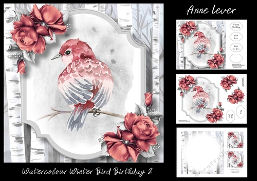 Watercolour Winter Bird Birthday 2