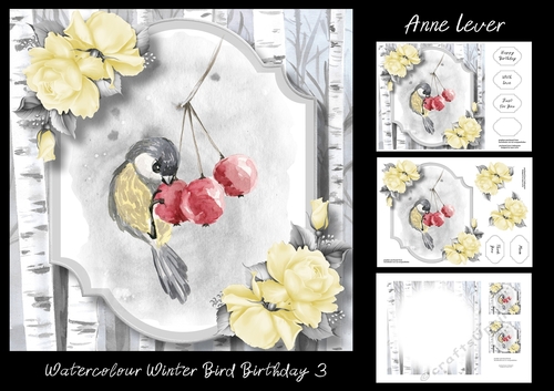 Watercolour Winter Bird Birthday 3