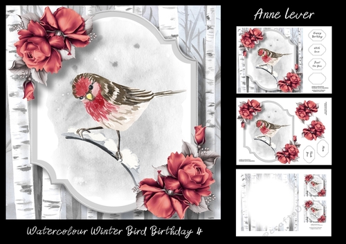 Watercolour Winter Bird Birthday 4