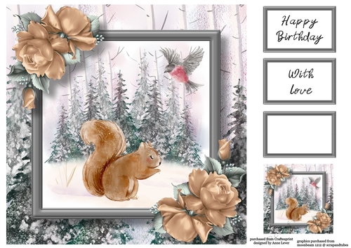 Watercolour Winter Woodland Birthday 3 8x8