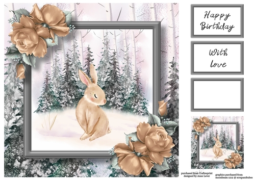 Watercolour Winter Woodland Birthday 2 8x8