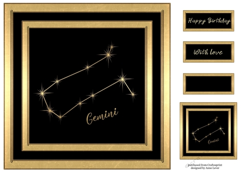 Gold Zodiac Star Constellations - Gemini