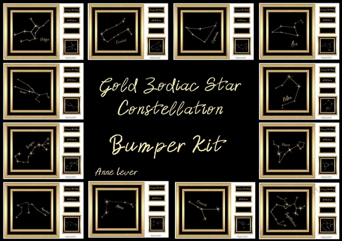 Gold Zodiac Star Constellations Bumper Kit