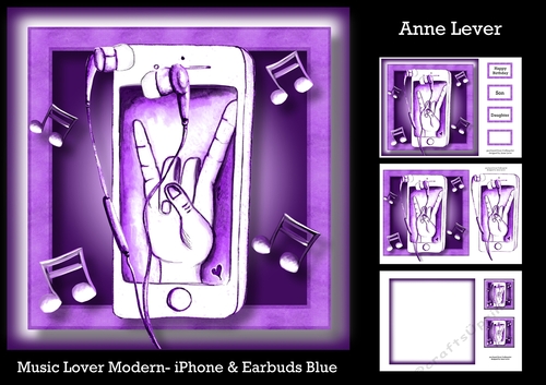Music Lover Modern - iPhone & Earbuds Purple