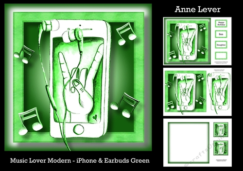 Music Lover Modern - iPhone & Earbuds Green