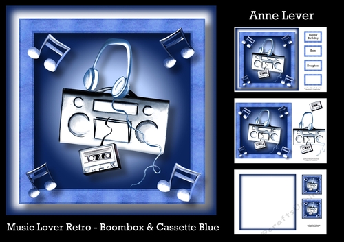 Music Lover Retro - Boombox & Cassette Blue