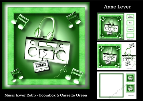 Music Lover Retro - Boombox & Cassette Green