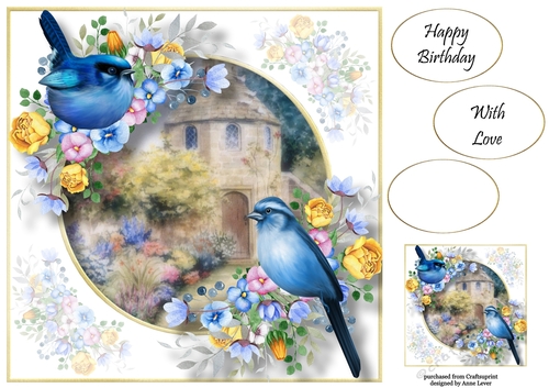 Blue Birds At The Dovecote 8x8