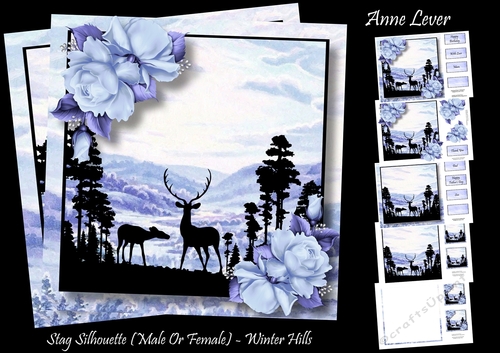 Stag Silhouette (Male Or Female) - Winter Hills