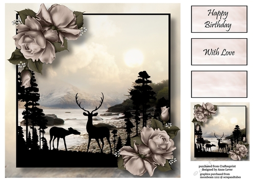 Stag Silhouette (Female) - The Waters Edge 8x8