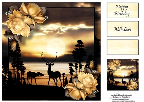 Stag Silhouette (Female) - Sunset 8x8