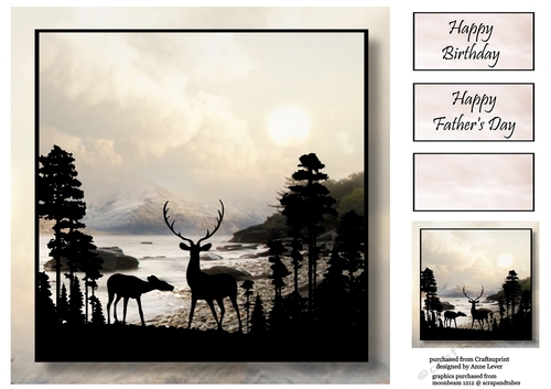 Stag Silhouette (Male) - The Waters Edge 8x8