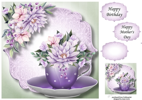 Beautiful Bouquet Teacup & Saucer 2 8x8