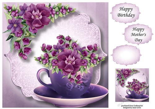 Beautiful Bouquet Teacup & Saucer 1 8x8