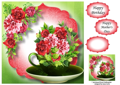 Beautiful Bouquet Teacup & Saucer 6 8x8