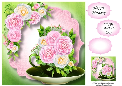 Beautiful Bouquet Teacup & Saucer 8 8x8