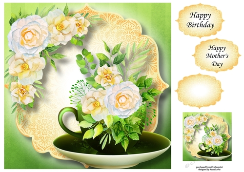 Beautiful Bouquet Teacup & Saucer 7 8x8