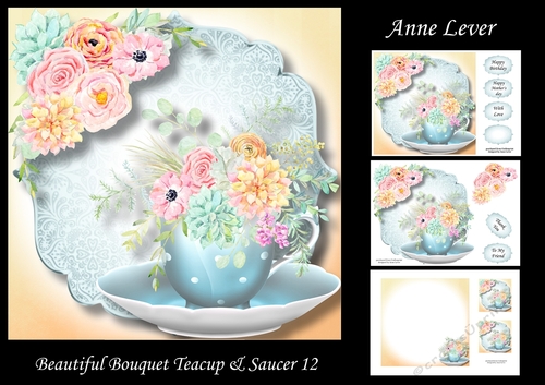 Beautiful Bouquet Teacup & Saucer 12
