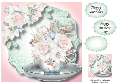 Beautiful Bouquet Teacup & Saucer 11 8x8