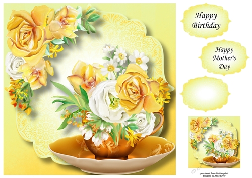 Beautiful Bouquet Teacup & Saucer 10 8x8