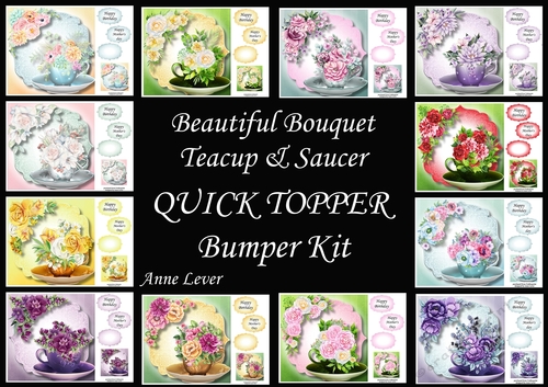 Beautiful Bouquet Teacup & Saucer QUICK TOPPER Bumper Kit