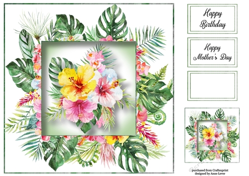 Gorgeous Watercolour Florals 16 8x8