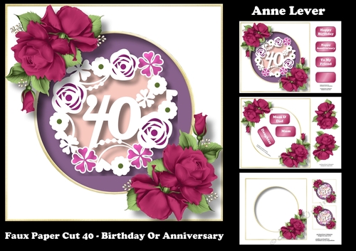 Faux Paper Cut 40 - Birthday Or Anniversary