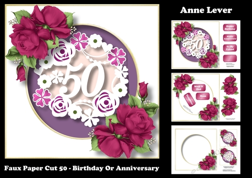 Faux Paper Cut 50 - Birthday Or Anniversary