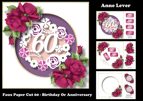 Faux Paper Cut 60 - Birthday Or Anniversary
