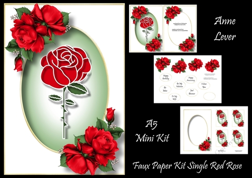 Faux Paper Cut Single Red Rose