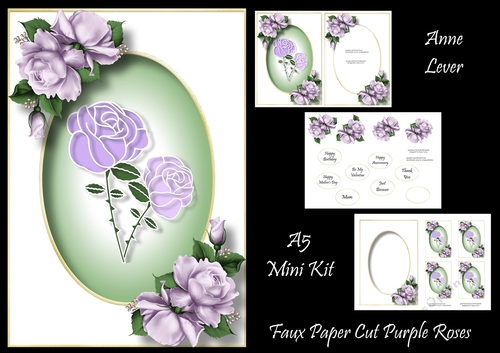 Faux Paper Cut Purple Roses