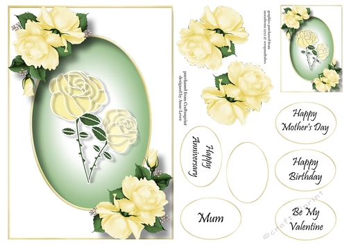 Faux Paper Cut Cream Roses A5