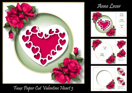 Faux Paper Cut Valentine Heart 3