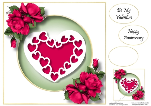 Faux Paper Cut Valentine Heart 3 8x8