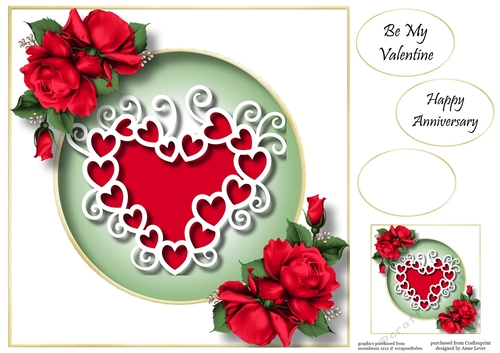 Faux Paper Cut Valentine Heart 2 8x8