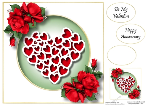 Faux Paper Cut Valentine Heart 1 8x8