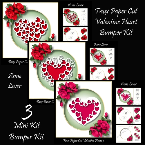Faux Paper Cut Valentine Heart Bumper Kit