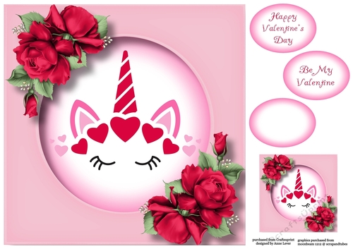Unicorn Valentine Crown 4 8x8