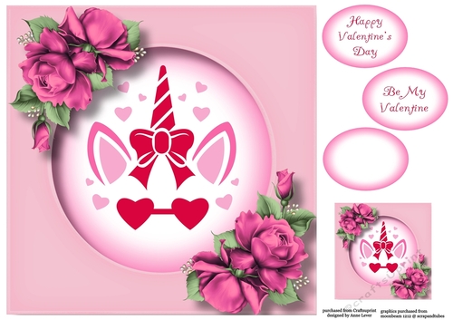 Unicorn Valentine Crown 3 8x8