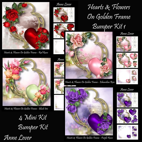 Hearts & Flowers On Golden Frame Bumper Kit 1