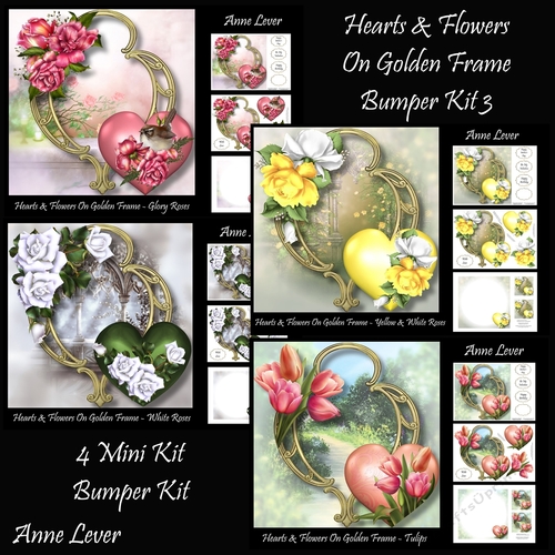 Hearts & Flowers On Golden Frame Bumper Kit 3