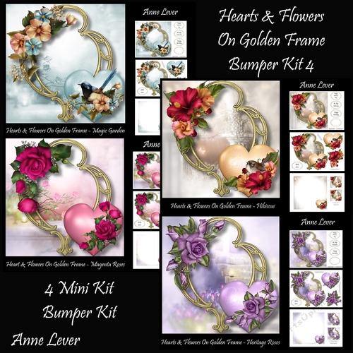 Hearts & Flowers On Golden Frame Bumper Kit 4