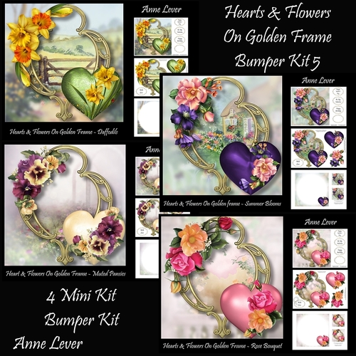 Hearts & Flowers On Golden Frame Bumper Kit 5